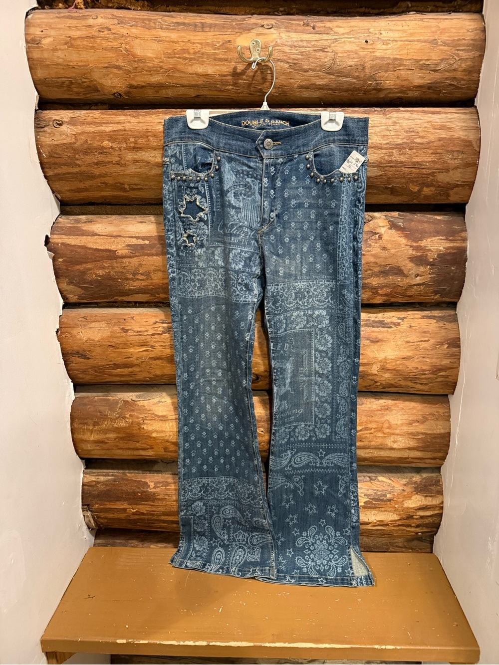 💙NWOT Double D Ranch Bandana Jeans - Shiny Gold Tones